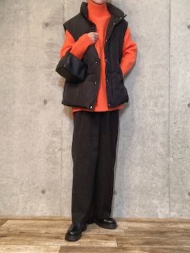 「ゆるニット」｜「アイテム（その他）」を使った、エリーさん（レディース・163cm）の秋コーディネート