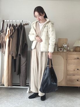 「アイテム（オールインワン・サロペット）」を使った、エリーさん（レディース・163cm）の秋コーディネート