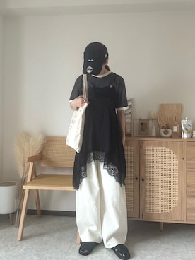 「NEW ERA（ニューエラ）のアイテム」を使った、エリーさん（レディース・163cm）の夏コーディネート