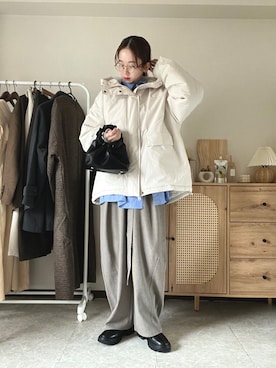 「アイテム（ブルゾン）」を使った、エリーさん（レディース・163cm）の冬コーディネート