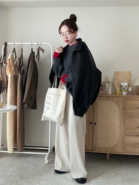 「アイテム（ブルゾン）」を使った、エリーさん（レディース・163cm）の秋コーディネート