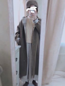 「PUAL CE CIN（ピュアルセシン）のアイテム（ノーカラーコート）」を使った、R✴︎さん（レディース・159cm）の冬コーディネート