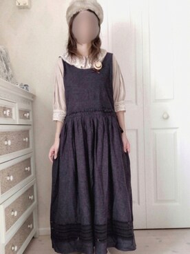 「kazumiコラボ」｜「アイテム（ジャンパースカート）」を使った、R✴︎さん（レディース・159cm）の秋コーディネート
