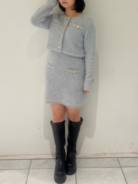 「アイテム（ノーカラージャケット）」を使った、shioriさん（レディース・155cm）の冬コーディネート