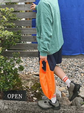 「アイテム（エコバッグ/サブバッグ）」を使った、まっしゅさん（レディース・156cm）の秋コーディネート