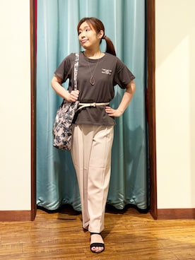 「PEANUTS（ピーナッツ）のアイテム（トップス）」を使った、tisaさん（レディース・154cm）の夏コーディネート