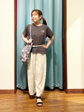 「PEANUTS（ピーナッツ）のアイテム（トップス）」を使った、tisaさん（レディース・154cm）の夏コーディネート