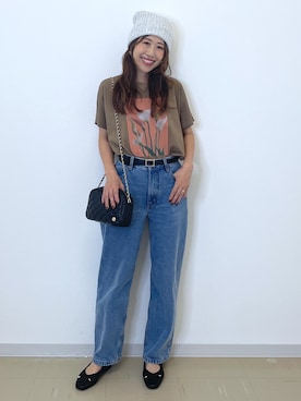 「アイテム（ニットキャップ/ビーニー、グレー系）」を使った、Akiさん（レディース・157cm）の秋コーディネート