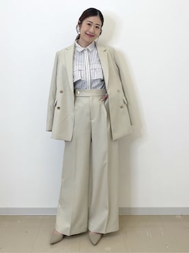 「OPAQUE.CLIP（オペークドットクリップ）のベーシックパンプス（パンプス、ベージュ系）」を使った、Akiさん（レディース・157cm）の冬コーディネート