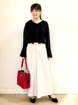 「アイテム（パンプス、ブルー系）」を使った、mikiさん（レディース・153cm）の秋コーディネート