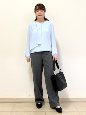 「アイテム（パンプス、ブルー系）」を使った、mikiさん（レディース・153cm）の秋コーディネート