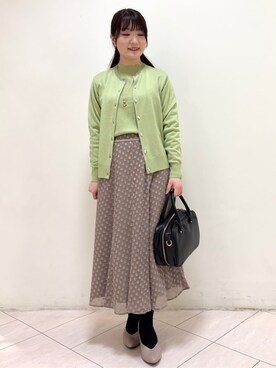「アイテム（アンサンブル、グリーン系）」を使った、mikiさん（レディース・153cm）の冬コーディネート