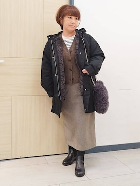 「アイテム（モッズコート、ブラック系）」を使った、むぅポンさん（レディース・153cm）の秋コーディネート