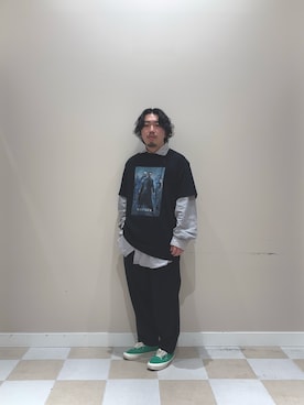「URBAN RESEARCH（アーバンリサーチ）のnew basic 2way Hyper Stretch Pants（その他パンツ、ブラック系）」を使った、ヤマモトさん（メンズ・168cm）の春コーディネート