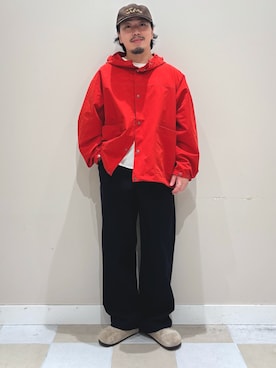 「アイテム（ブルゾン、レッド系）」を使った、ヤマモトさん（メンズ・168cm）の秋コーディネート