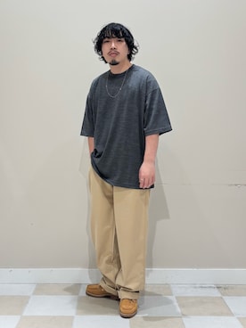 「URBAN RESEARCH（アーバンリサーチ）の『洗濯可』new basic　WASHABLE MERINO WOOL T-SHIRTS（Tシャツ/カットソー、グレー系）」を使った、ヤマモトさん（メンズ・168cm）の夏コーディネート