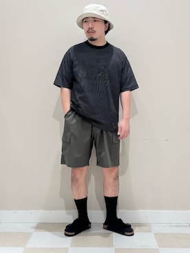 「URBAN RESEARCH（アーバンリサーチ）のBIRKENSTOCK　ZURICH (NARROW)（サンダル、ブラック系）」を使った、ヤマモトさん（メンズ・168cm）の夏コーディネート