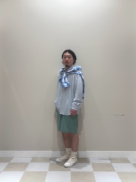 「ITEMS URBANRESEARCH（アイテムズ アーバンリサーチ）のリネンブレンドレギュラーカラーシャツ（シャツ/ブラウス、ブルー系）」を使った、ヤマモトさん（メンズ・168cm）の春コーディネート