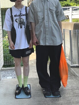 「CHUMS（チャムス）のアイテム（ベスト）」を使った、めいこさん（レディース・158cm）の夏コーディネート