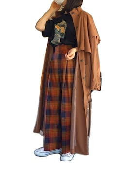 「GU（ジーユー）のアイテム（Tシャツ/カットソー、ブラック系）」を使った、おめぐさん（レディース・157cm）の冬コーディネート