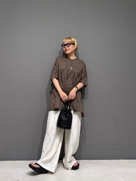「URBAN RESEARCH DOORS（アーバンリサーチドアーズ）のレースイージーパンツ（その他パンツ、ホワイト系）」を使った、louisさん（レディース・153cm）の夏コーディネート