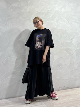 「URBAN RESEARCH（アーバンリサーチ）のGIRL WITH A LOVE T-SHIRTS（Tシャツ/カットソー、ブラック系）」を使った、louisさん（レディース・153cm）の春コーディネート