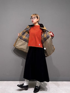 「HARUTA（ハルタ）の『別注』HARUTA×DOORS　キルトローファー（ローファー）」を使った、louisさん（レディース・153cm）の秋コーディネート