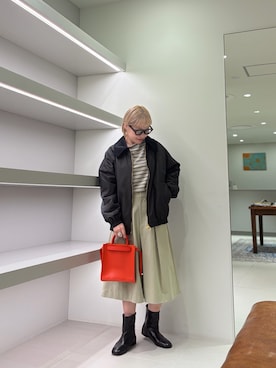 「URBAN RESEARCH（アーバンリサーチ）のコットンナイロンハーフパンツ（その他パンツ、ベージュ系）」を使った、louisさん（レディース・153cm）の秋コーディネート