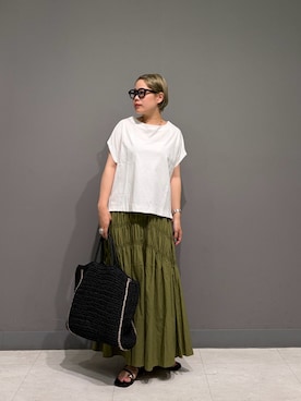 「FORK&SPOON（フォークアンドスプーン）のアイテム（スカート）」を使った、louisさん（レディース・153cm）の夏コーディネート