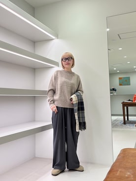 「URBAN RESEARCH（アーバンリサーチ）のnew basic　CASHMERE  SILK MOULINE KNIT（ニット/セーター、ベージュ系）」を使った、louisさん（レディース・153cm）の秋コーディネート