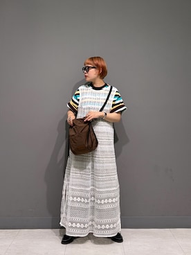 「URBAN RESEARCH DOORS（アーバンリサーチドアーズ）の総レースノースリーブワンピース（ワンピース、ホワイト系）」を使った、louisさん（レディース・153cm）の夏コーディネート