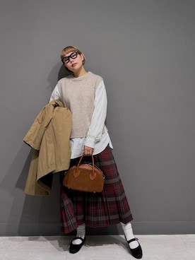 「アイテム（ステンカラーコート）」を使った、louisさん（レディース・153cm）の秋コーディネート