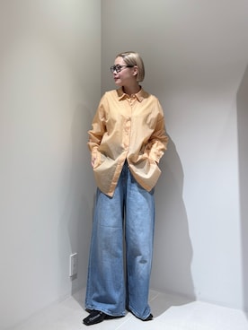 「URBAN RESEARCH（アーバンリサーチ）のnew basic　AIR SHEER SHIRTS（シャツ/ブラウス、オレンジ系）」を使った、louisさん（レディース・153cm）の春コーディネート