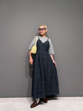 「URBAN RESEARCH DOORS（アーバンリサーチドアーズ）のチェックキャミワンピース（ワンピース、ブルー系）」を使った、louisさん（レディース・153cm）の夏コーディネート