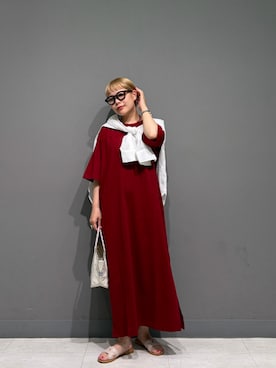 「URBAN RESEARCH DOORS（アーバンリサーチドアーズ）のラミー混ルーズシャツ（シャツ/ブラウス、ホワイト系）」を使った、louisさん（レディース・153cm）の夏コーディネート