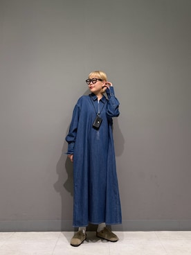 「URBAN RESEARCH DOORS（アーバンリサーチドアーズ）のフロントジップデニムワンピース（ワンピース、ブルー系）」を使った、louisさん（レディース・153cm）の秋コーディネート