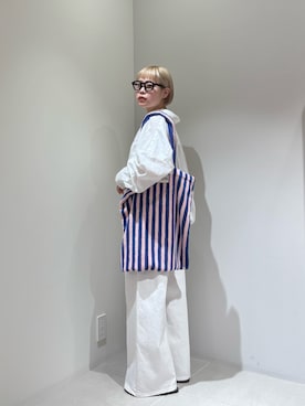 「URBAN RESEARCH（アーバンリサーチ）のラミーレーヨンワイドショートシャツ（シャツ/ブラウス、ホワイト系）」を使った、louisさん（レディース・153cm）の春コーディネート