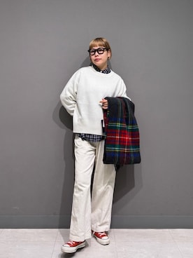 「アイテム（マフラー）」を使った、louisさん（レディース・153cm）の秋コーディネート