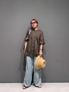 「アイテム（トートバッグ、ピンク系）」を使った、louisさん（レディース・153cm）の夏コーディネート