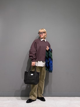 「RODE SKO（ロデスコ）の『WEB/一部店舗限定』コインローファー（ローファー、ブラック系）」を使った、louisさん（レディース・153cm）の秋コーディネート