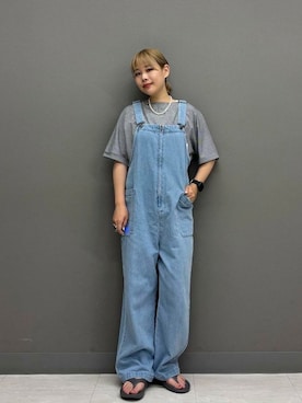 「骨格ストレート」｜「アイテム（オールインワン・サロペット）」を使った、louisさん（レディース・153cm）の夏コーディネート