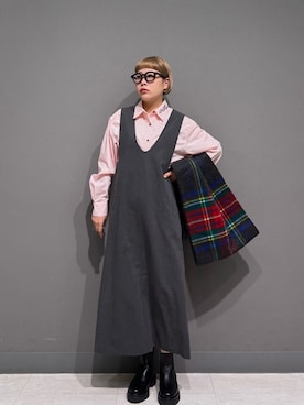 「アイテム（マフラー）」を使った、louisさん（レディース・153cm）の秋コーディネート