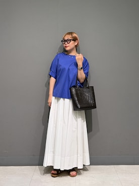 「URBAN RESEARCH DOORS（アーバンリサーチドアーズ）の『UR TECH』サマシェアタックスリーブプルオーバー（Tシャツ/カットソー、ブルー系）」を使った、louisさん（レディース・153cm）の春コーディネート
