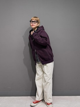 「アイテム（パーカー）」を使った、louisさん（レディース・153cm）の秋コーディネート