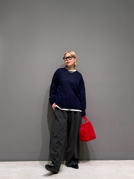 「URBAN RESEARCH DOORS（アーバンリサーチドアーズ）のレイヤードSETプルオーバー（ニット/セーター、ブルー系）」を使った、louisさん（レディース・153cm）の秋コーディネート