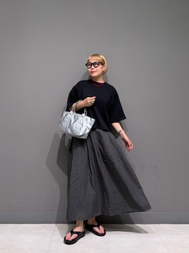 「FORK&SPOON（フォークアンドスプーン）のアイテム（スカート）」を使った、louisさん（レディース・153cm）の夏コーディネート