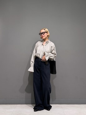 「URBAN RESEARCH（アーバンリサーチ）のフリルギャザーブラウス（シャツ/ブラウス、グリーン系）」を使った、louisさん（レディース・153cm）の夏コーディネート