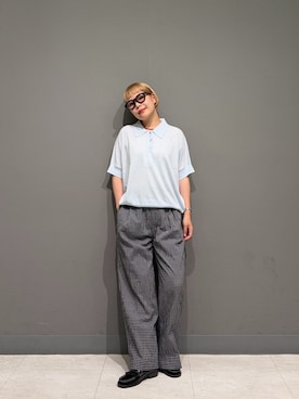 「FORK&SPOON（フォークアンドスプーン）のFORK&SPOON　サッカーチェックパンツ（その他パンツ、ブラック系）」を使った、louisさん（レディース・153cm）の夏コーディネート
