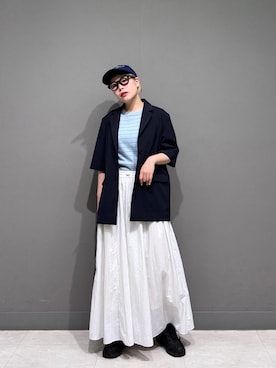 「URBAN RESEARCH DOORS（アーバンリサーチドアーズ）の『UR TECH』完声/涼 ハーフスリーブジャケット（その他アウター、ブルー系）」を使った、louisさん（レディース・153cm）の春コーディネート