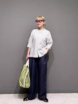 「URBAN RESEARCH DOORS（アーバンリサーチドアーズ）の『一部WEB限定カラー』FORK&SPOON　ギボシコクーンショートスリーブシャツ（シャツ/ブラウス、ホワイト系）」を使った、louisさん（レディース・153cm）の春コーディネート